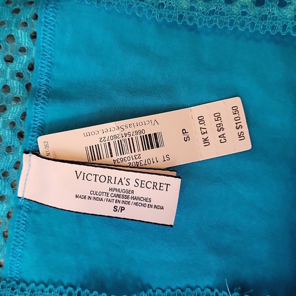 NWT Small Victoria Secret Teal Cotton Hipster - Picture 2 of 3